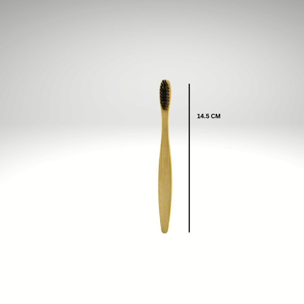 C Curve Flat Handle Kids Bamboo Toothbrush With Charcoal Infused Bristles